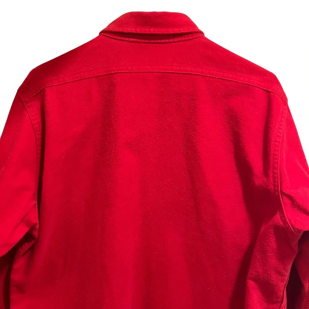 VTG Amana Woolen Mill Shirt Men Large Chamois Cotton Solid Red Long Sleeve - Picture 5 of 12